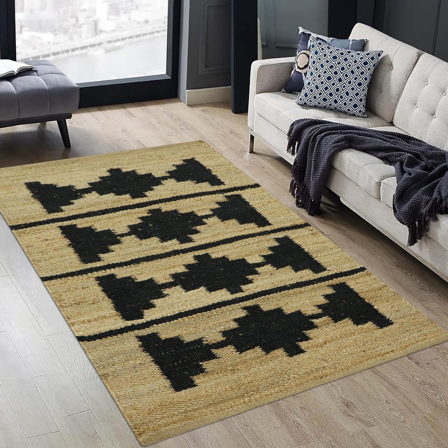 13. Bohemian Minimalism: Embrace Earthy Textures with Bold Geometry