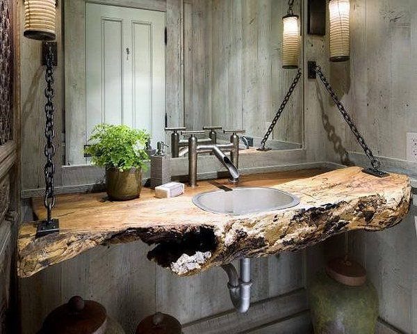 29. Live-edge Elegance: Nature-inspired Bathroom Delight