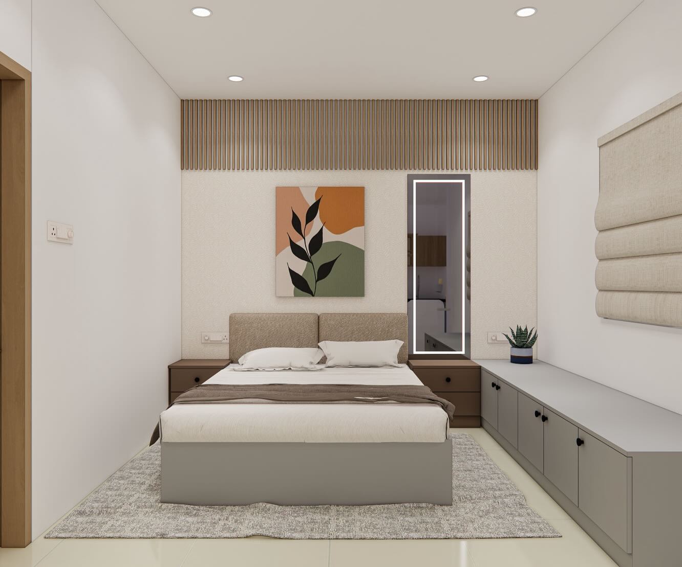 13. Calming Minimalist Retreat with Artistic Flourishes