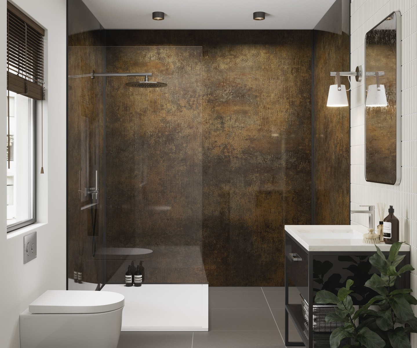 36. Rustic Elegance: the Allure Of Metallic Textures In Modern Bathrooms