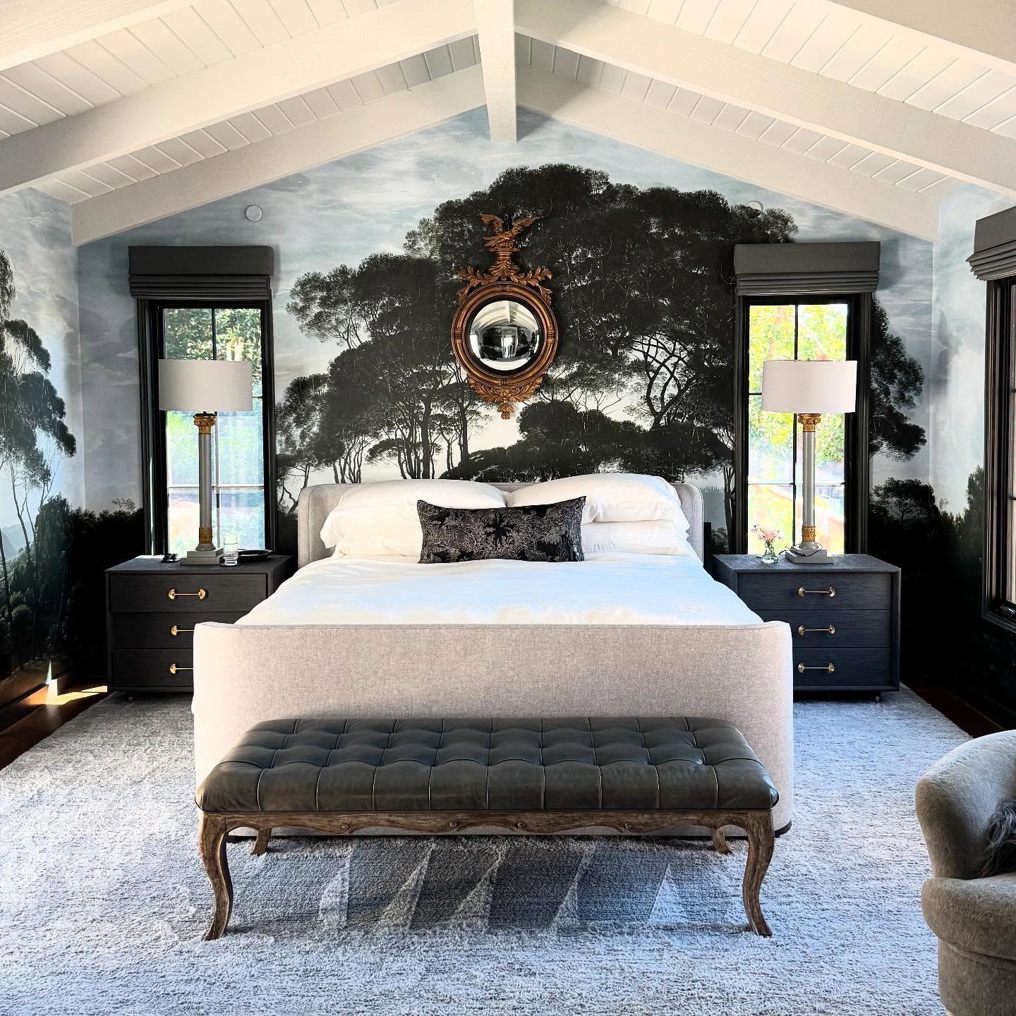 50. Nature's Shadow Play: a Chiaroscuro Bedroom Retreat