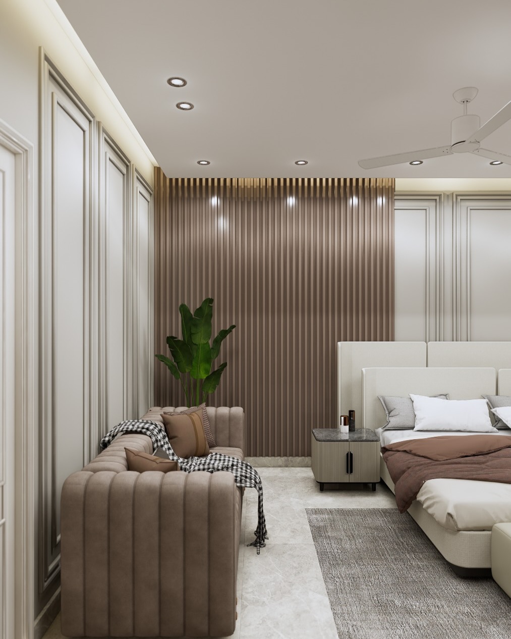 39. Sophisticated Sanctuary with Textured Elegance