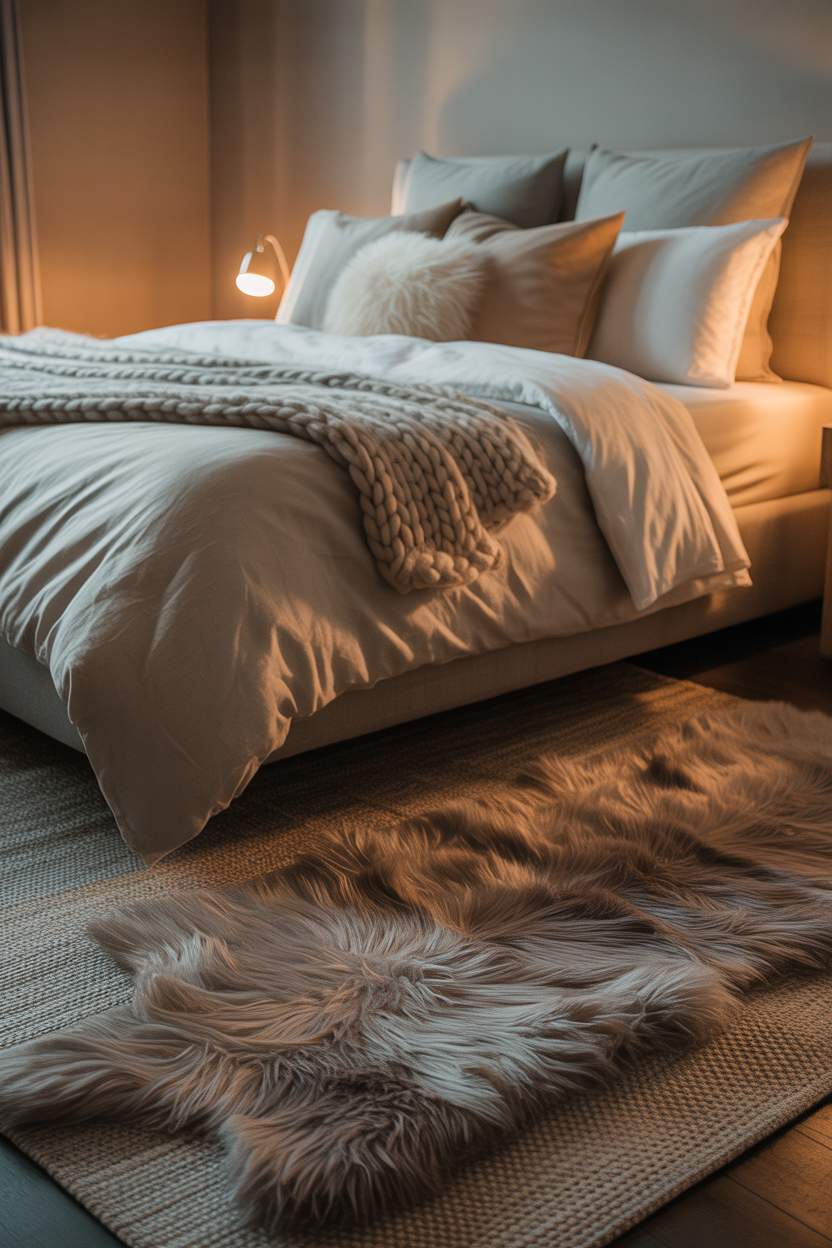 Faux Fur Rug by the Bed