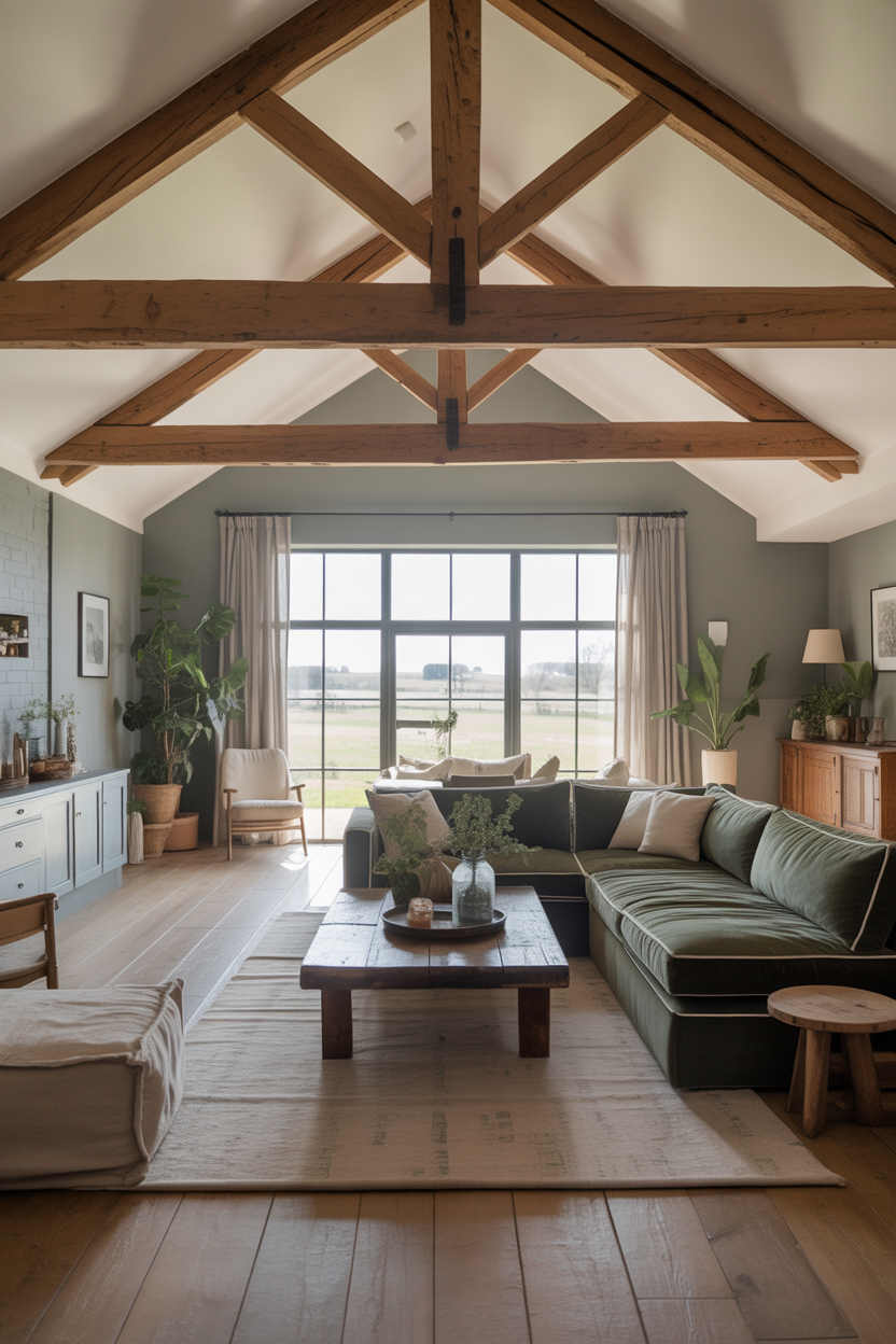 Open Plan Farmhouse Living Room