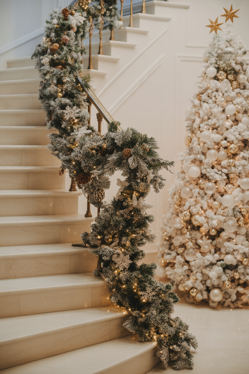 Frosted Glam Christmas Staircase