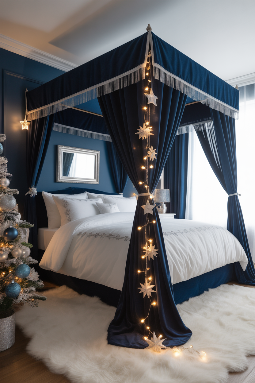 Midnight Blue and Silver Canopy