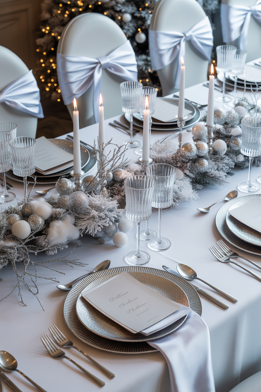 Luxurious Silver & White Christmas Table