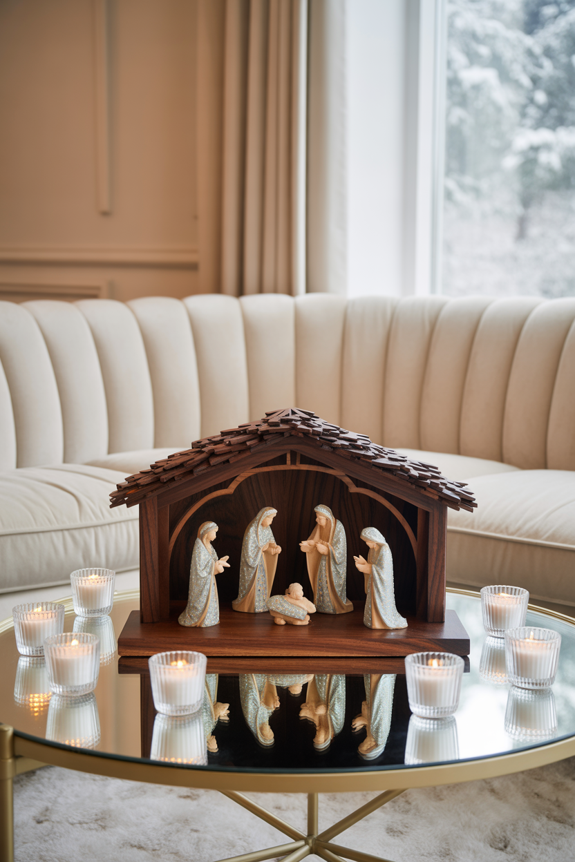 Rosewood and Crystal Nativity