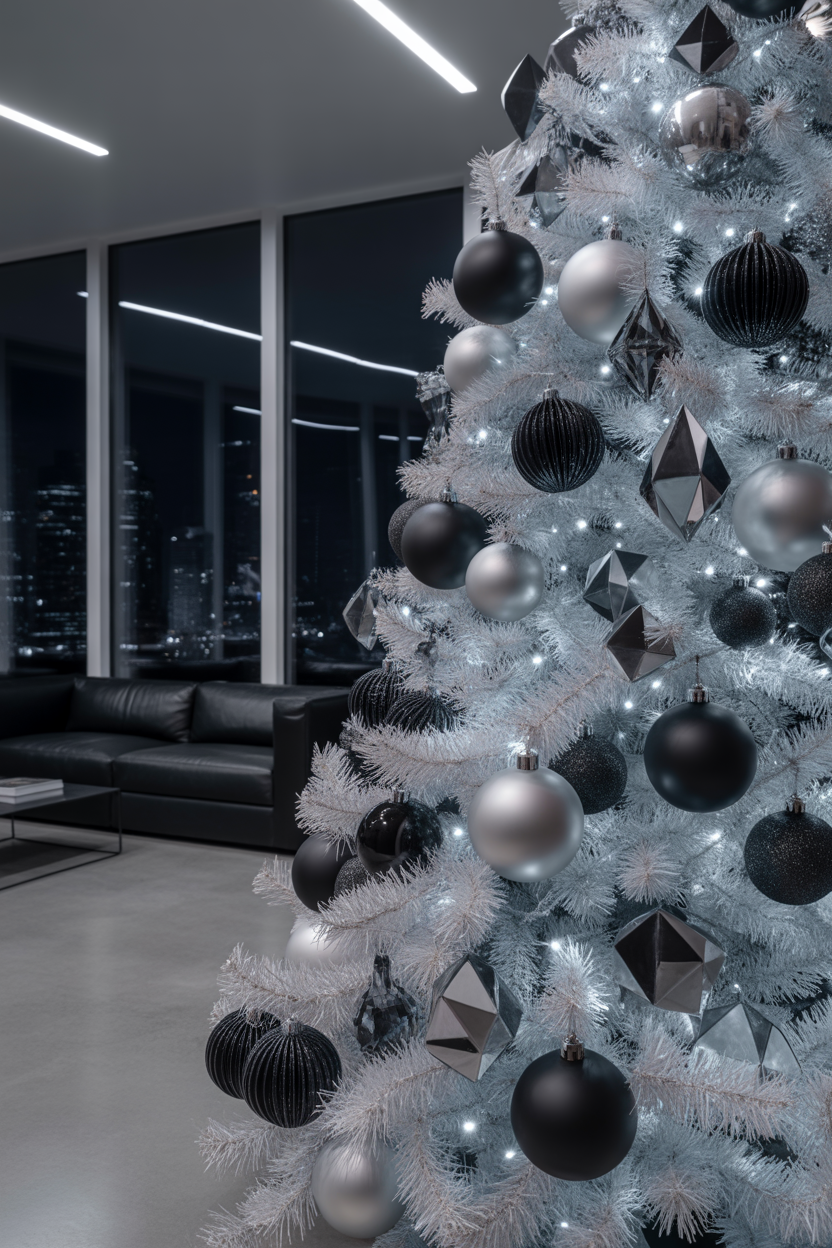 Platinum and Black Ornament Tree