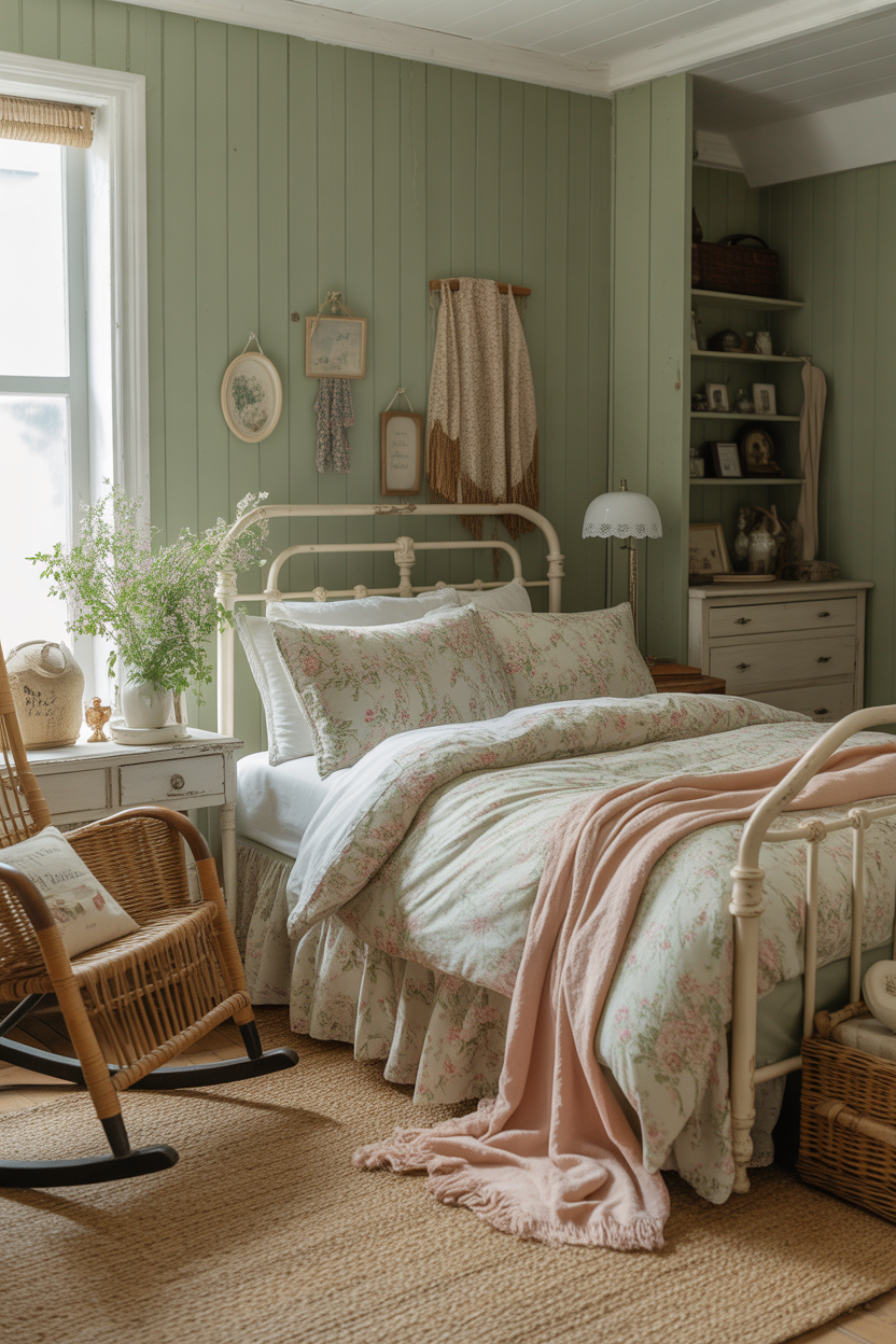 Sage Green Cottage Bedroom
