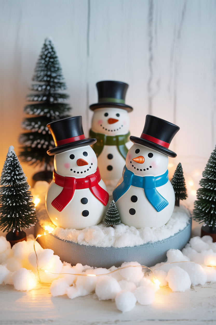 Whimsical Snowman Family