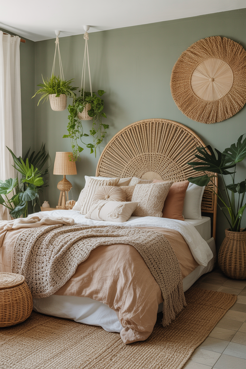 Boho Bedroom with Woven Accents