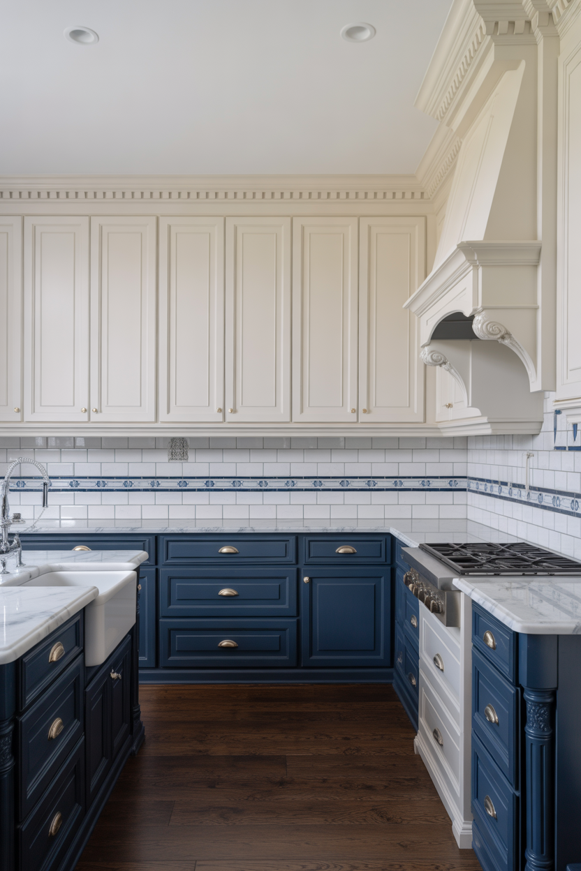Blue and White Traditional Kitchen