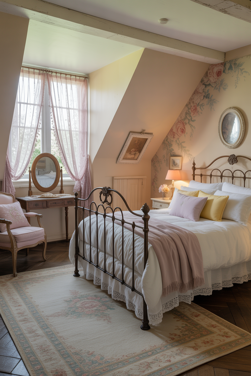 French Country Attic Bedroom