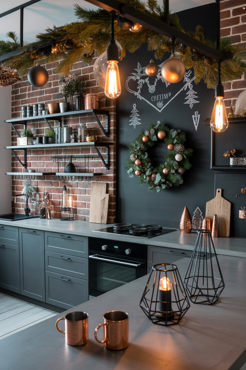 Industrial Holiday Chic Kitchen