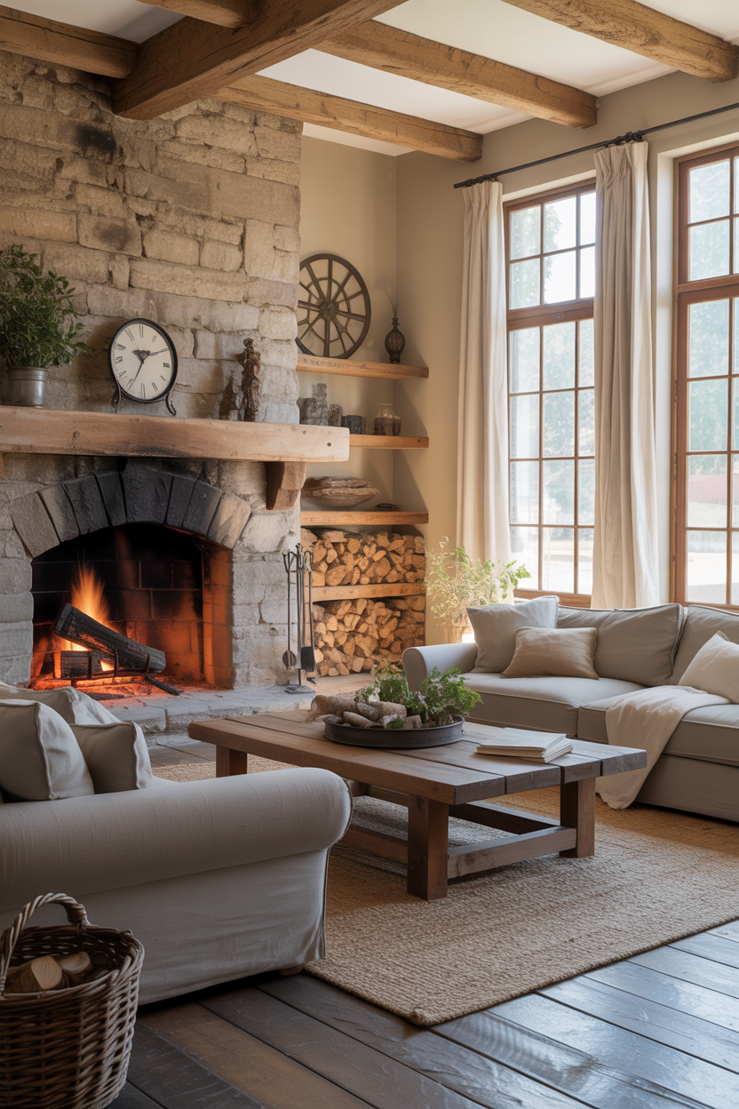 Farmhouse with Open Fireplace