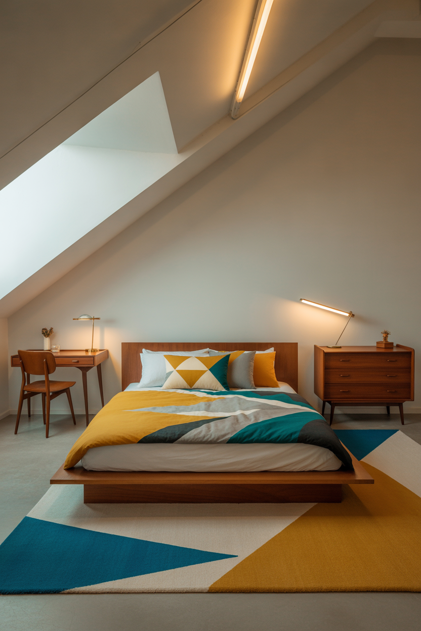 Mid-Century Modern Attic Bedroom