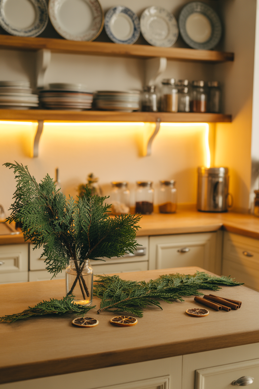 Cozy Kitchen with Warm Lighting