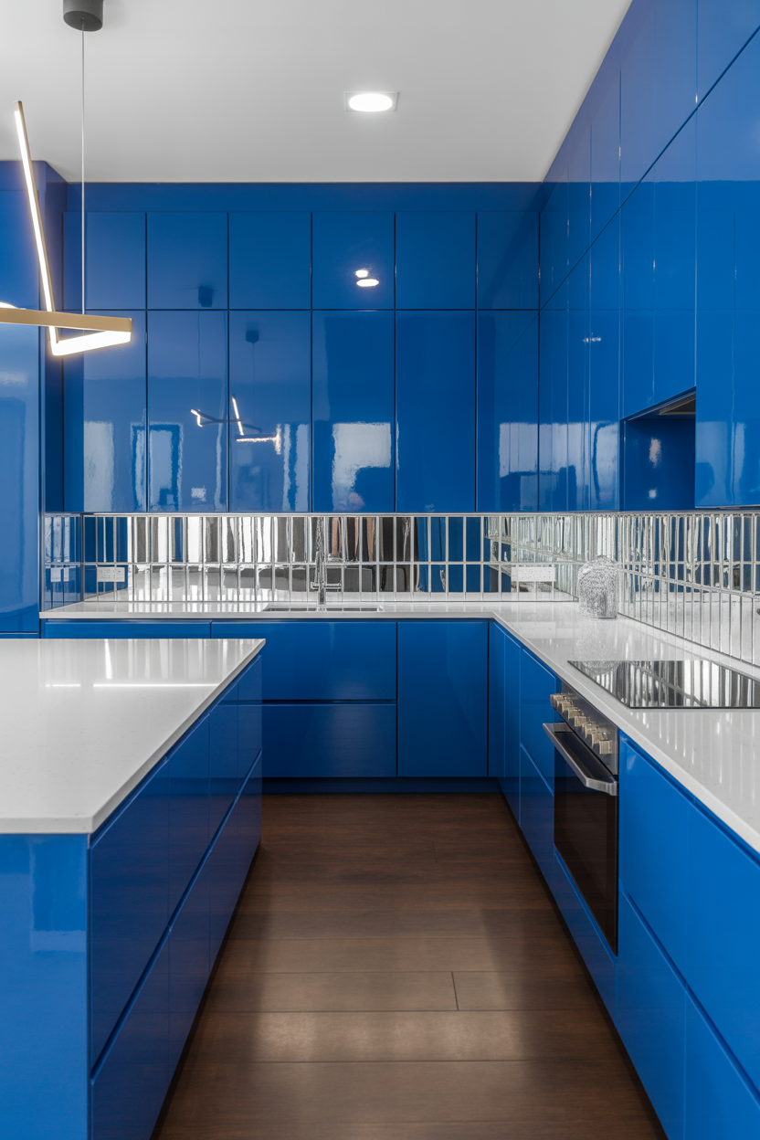 Royal Blue Contemporary Kitchen