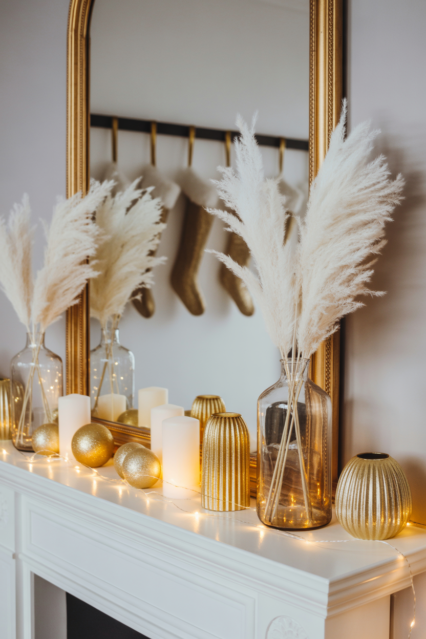 Glamorous Gold and White Mantel
