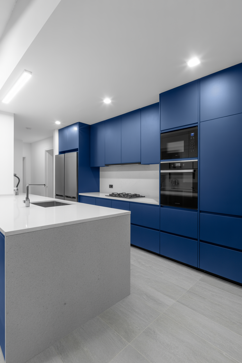 Modern Minimalist Blue Kitchen