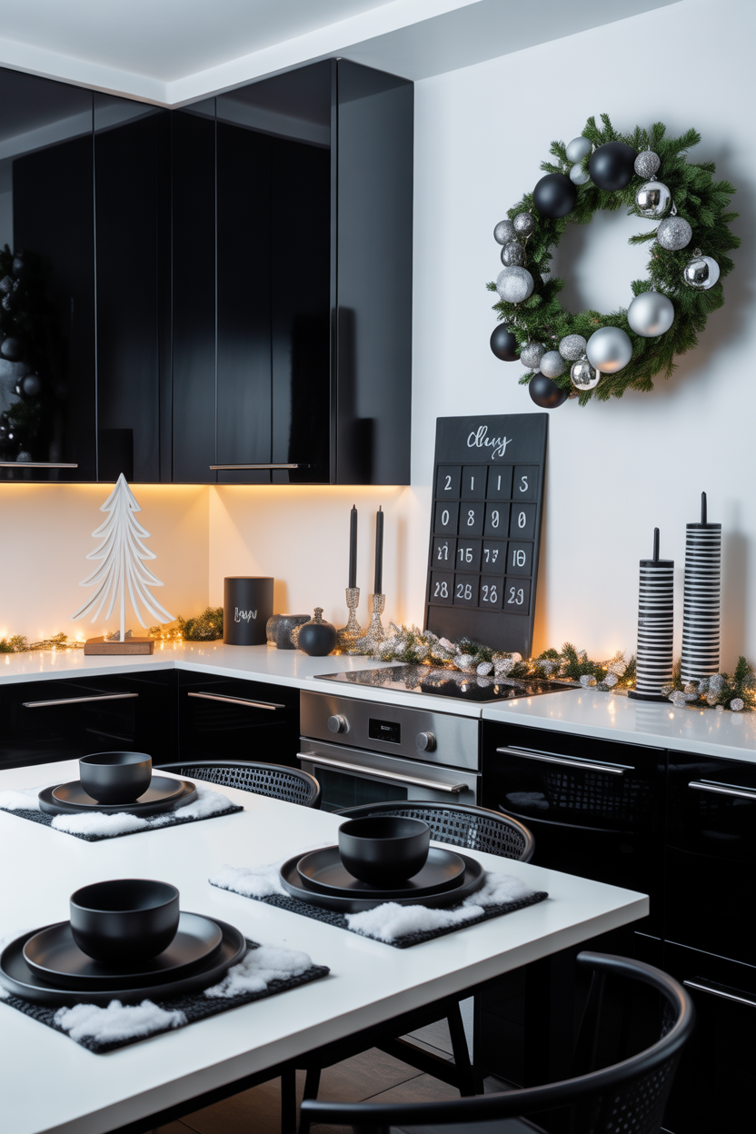 Modern Monochrome Christmas Kitchen