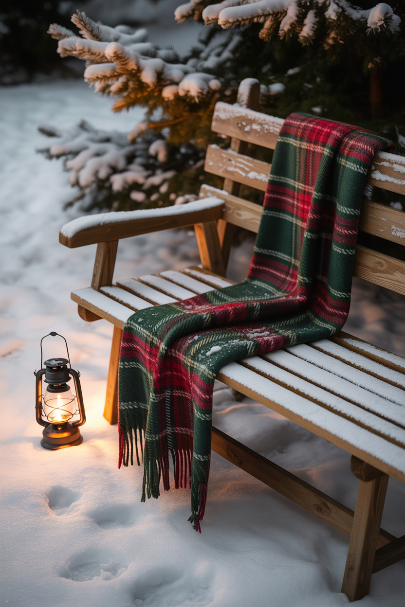 Snowy Outdoor Bench