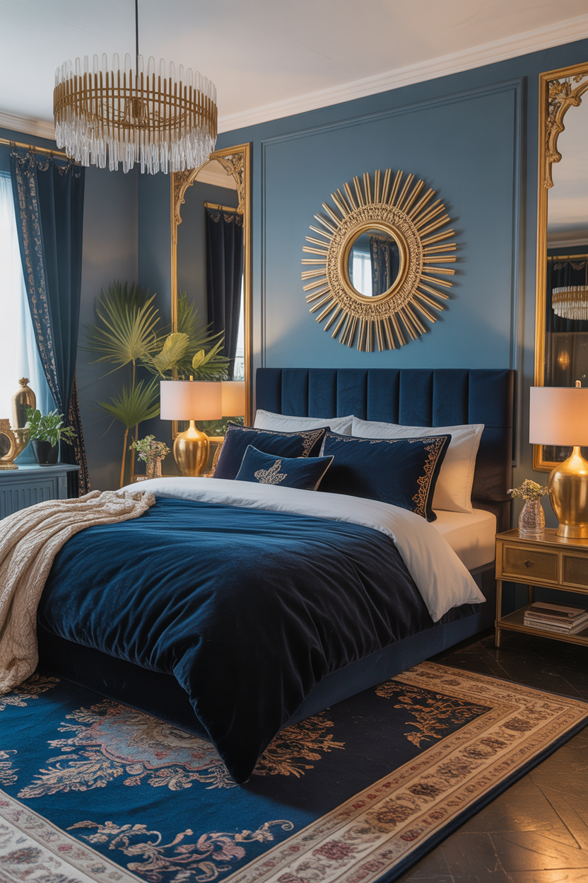 Boho Navy Blue and Gold Elegance