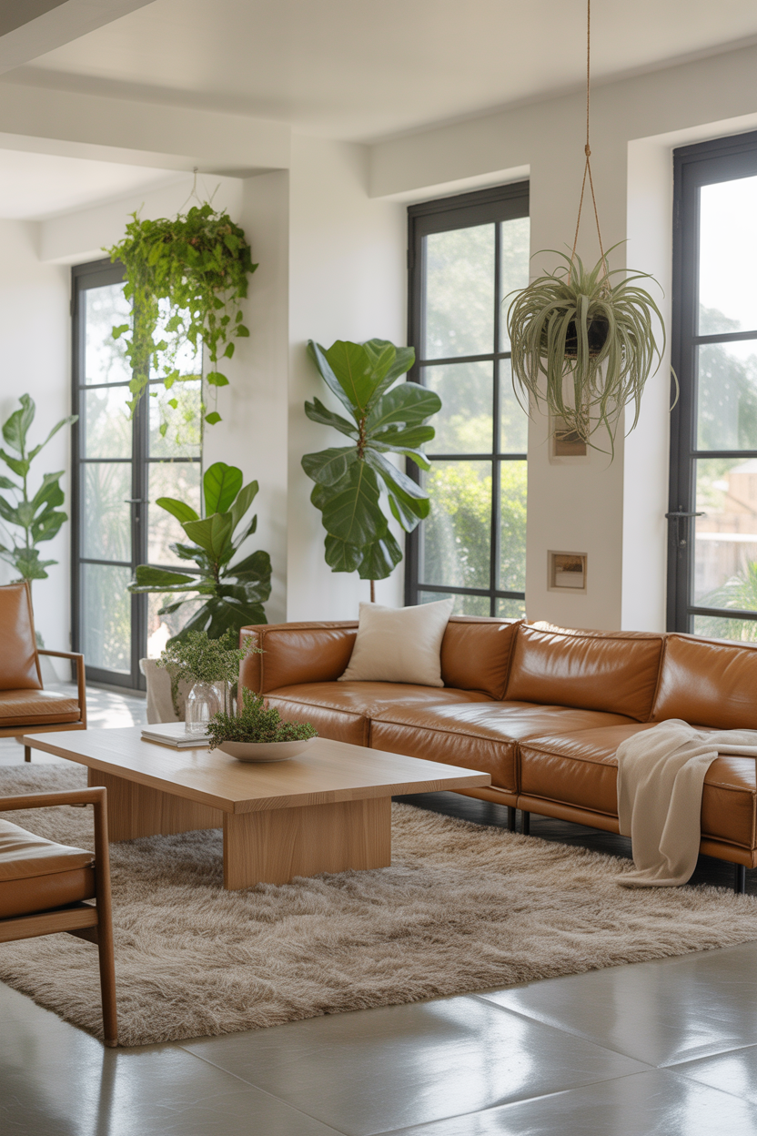 Modern Oasis with Leather and Wood