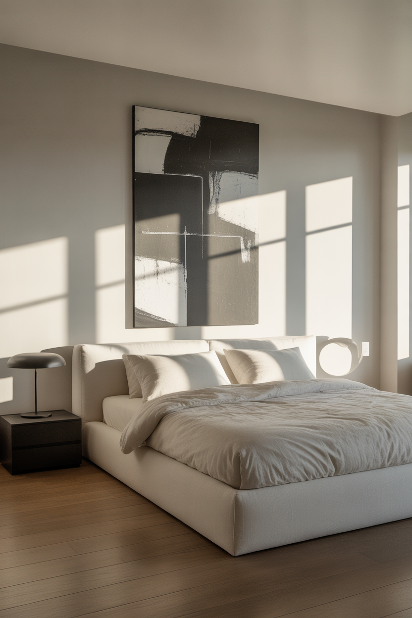 Minimalist Bedroom with Statement Art