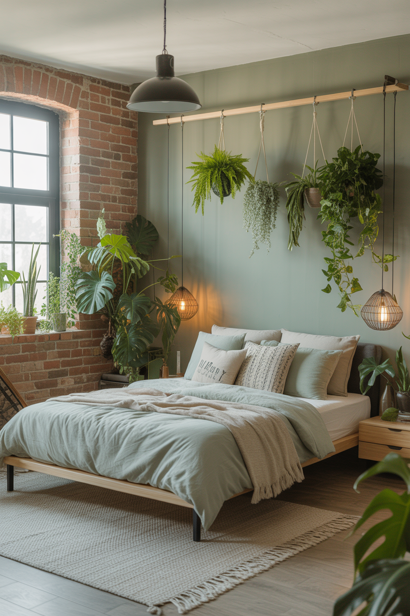 Sage Green Urban Boho Bedroom