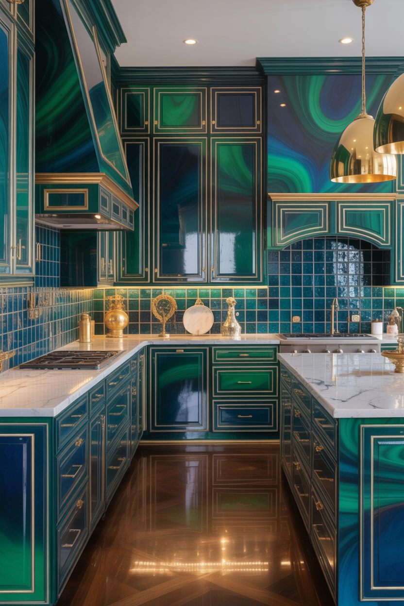 Peacock Blue Luxe Kitchen