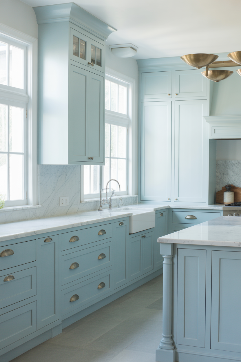 Subtle Blue and White Kitchen