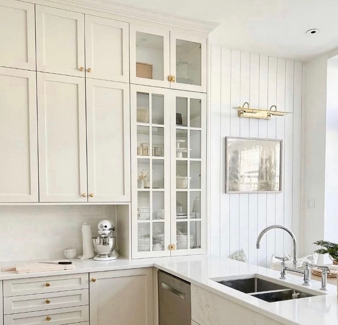 13. the Pecan Wood and Brass Hardware Fusion In a Rustic Kitchen Setting