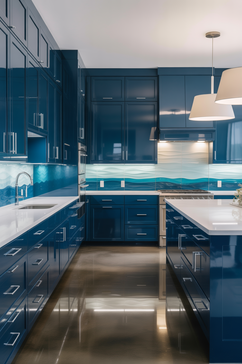 Oceanic Blue Modern Kitchen