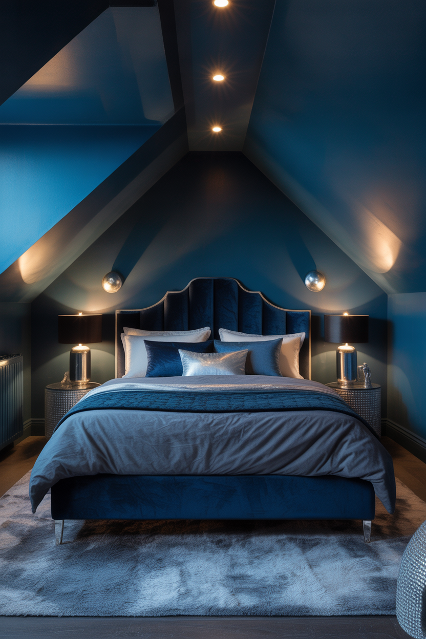 Midnight Blue Attic Bedroom