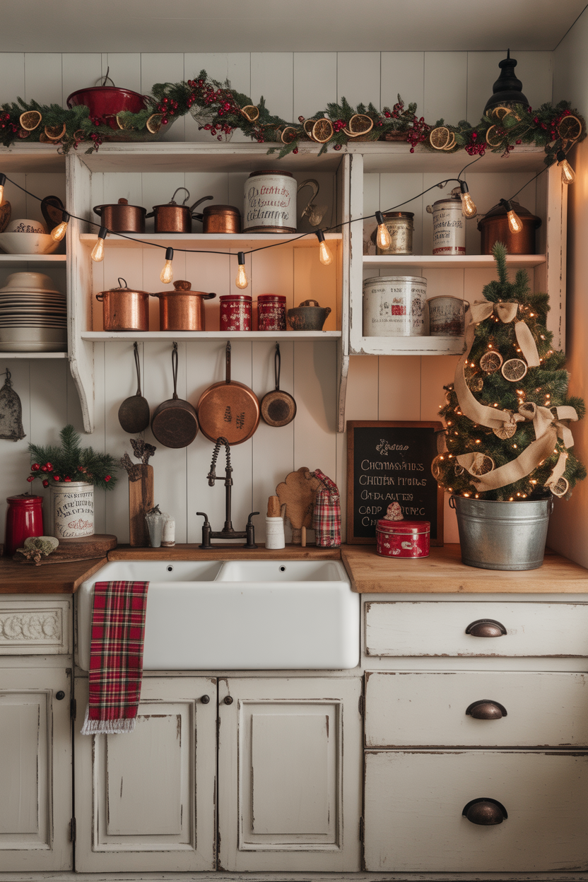 Vintage Farmhouse Christmas Kitchen