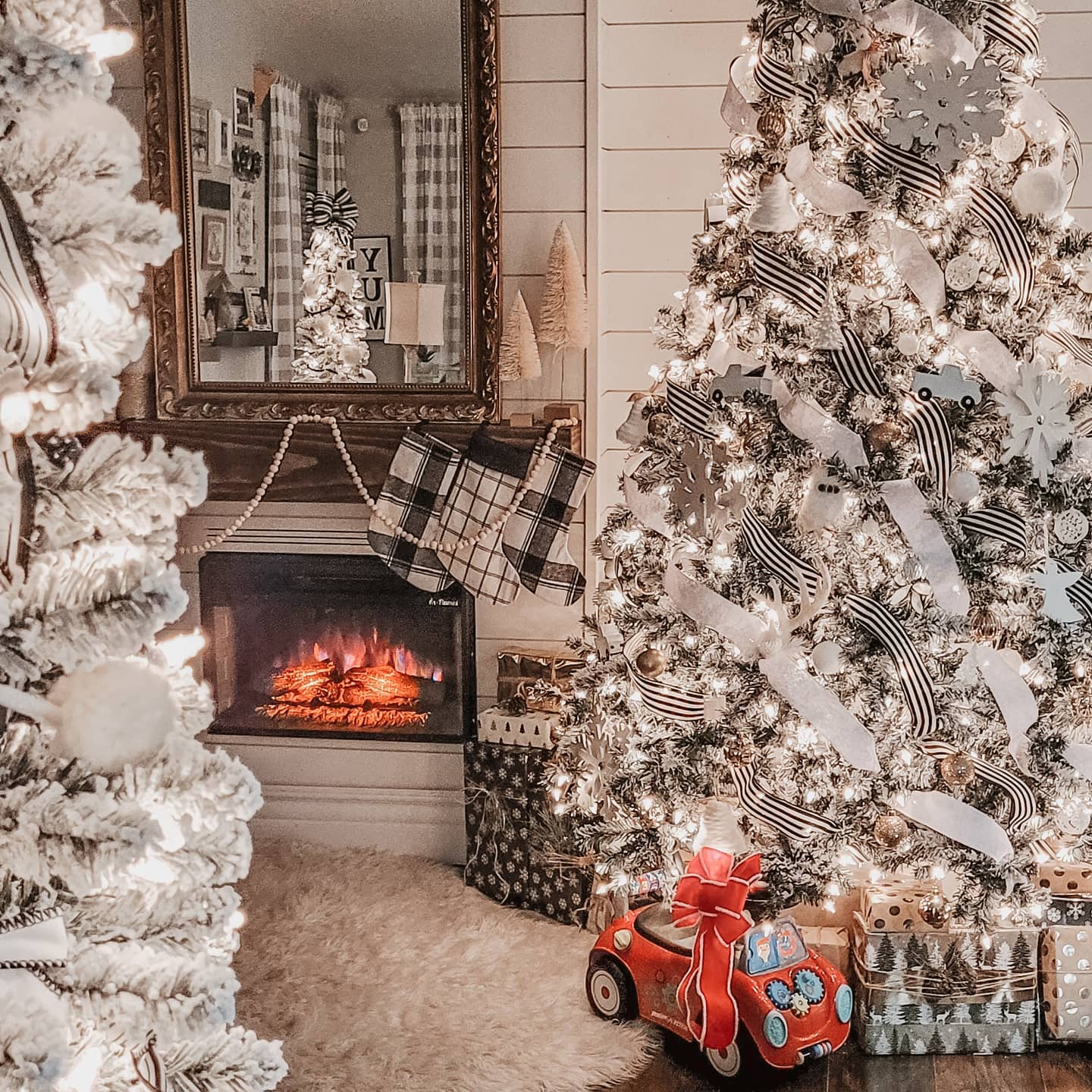 17. a Monochrome Symphony Of Pinecones and Ribbons on a Snow-dusted Mantel