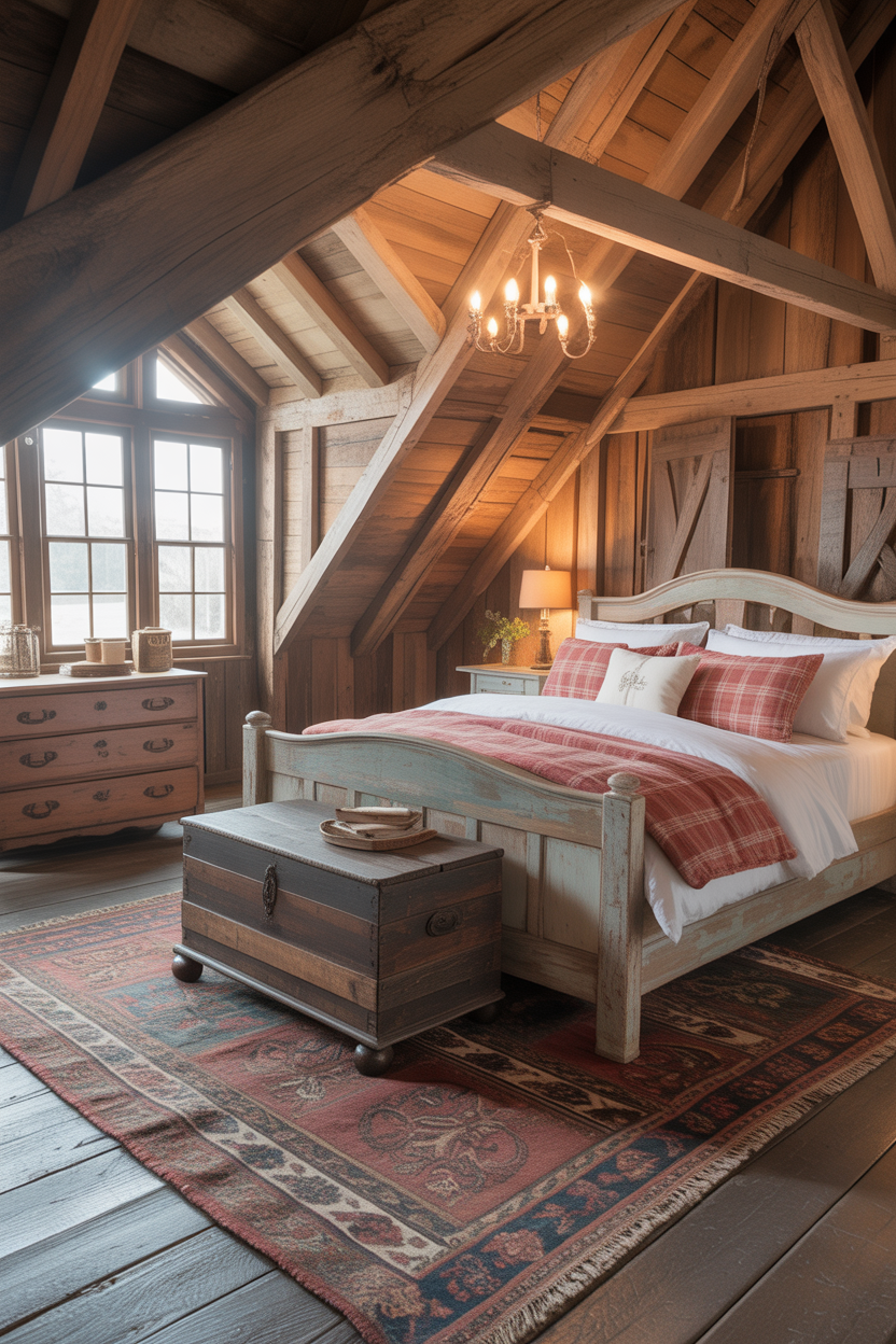 Rustic Farmhouse Attic Bedroom