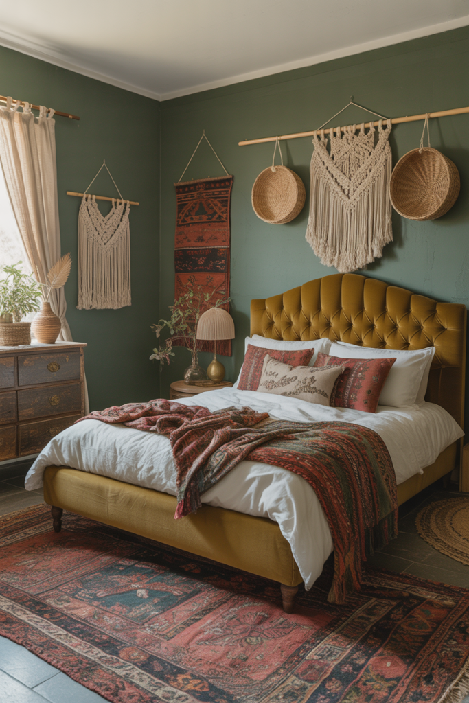 25 Sage Green Boho Bedroom Ideas β VivyNest