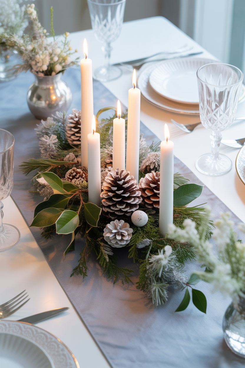 Winter-Themed Centerpiece for Dining Table