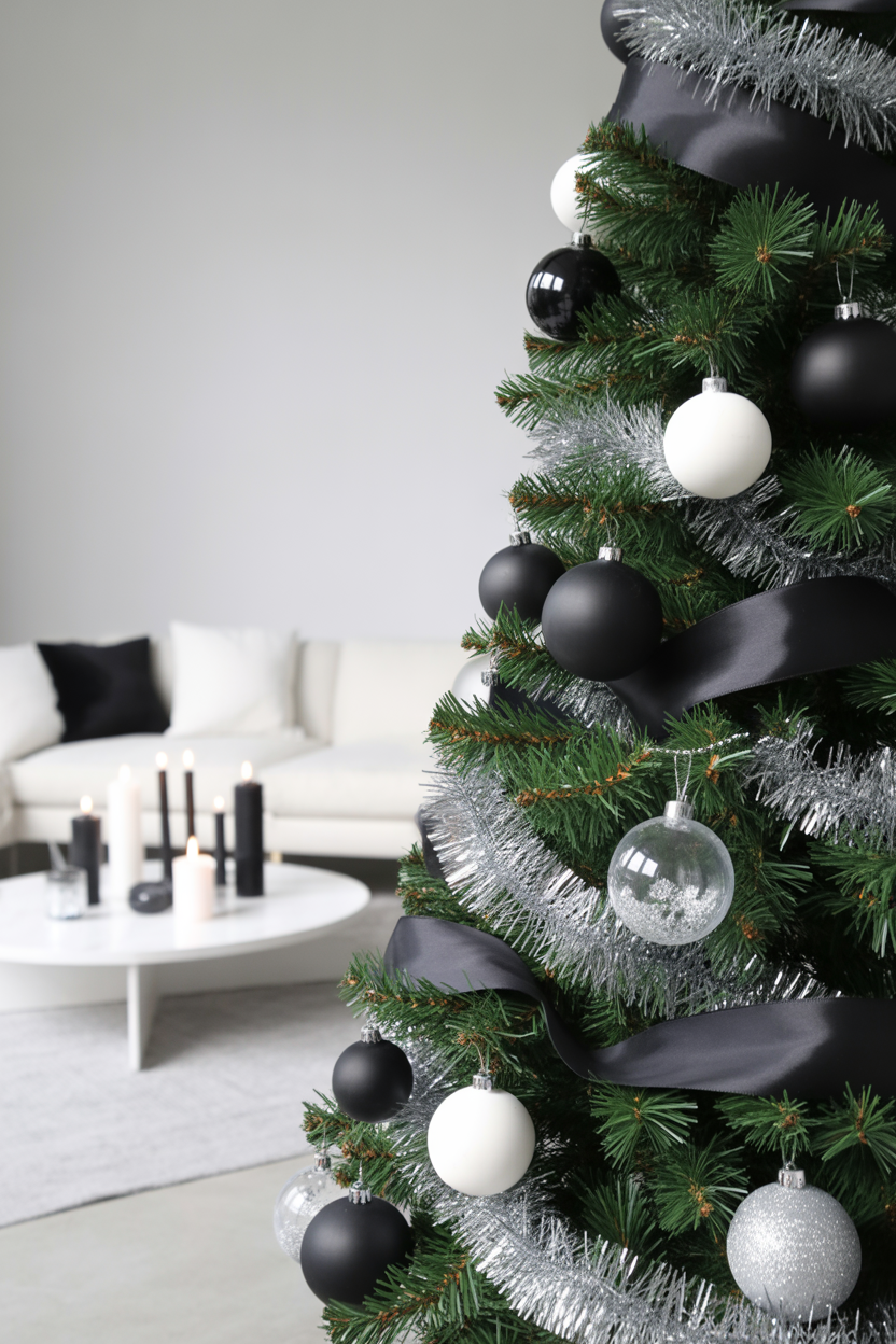 Monochrome Black and White Christmas Tree