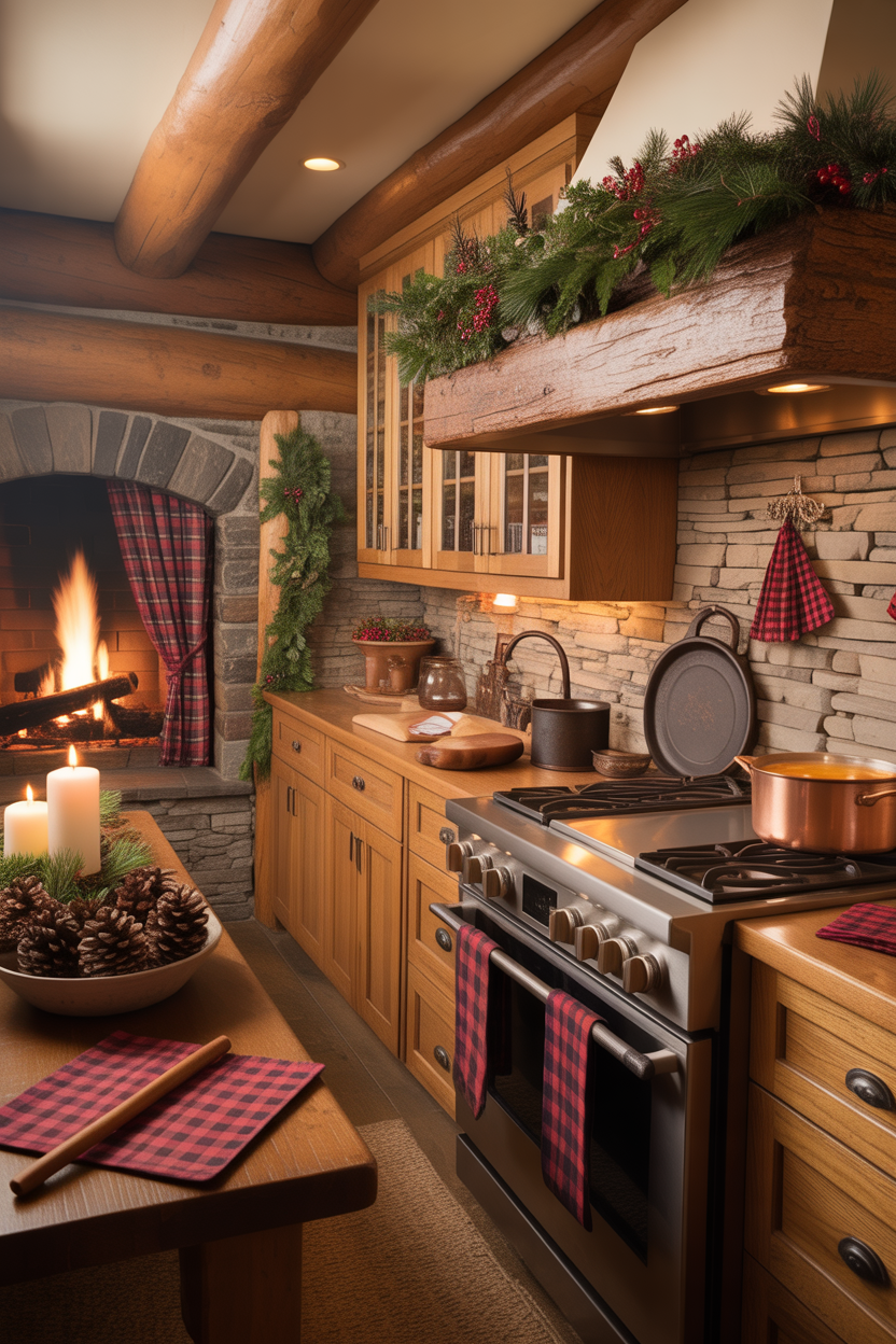 Rustic Lodge Christmas Kitchen