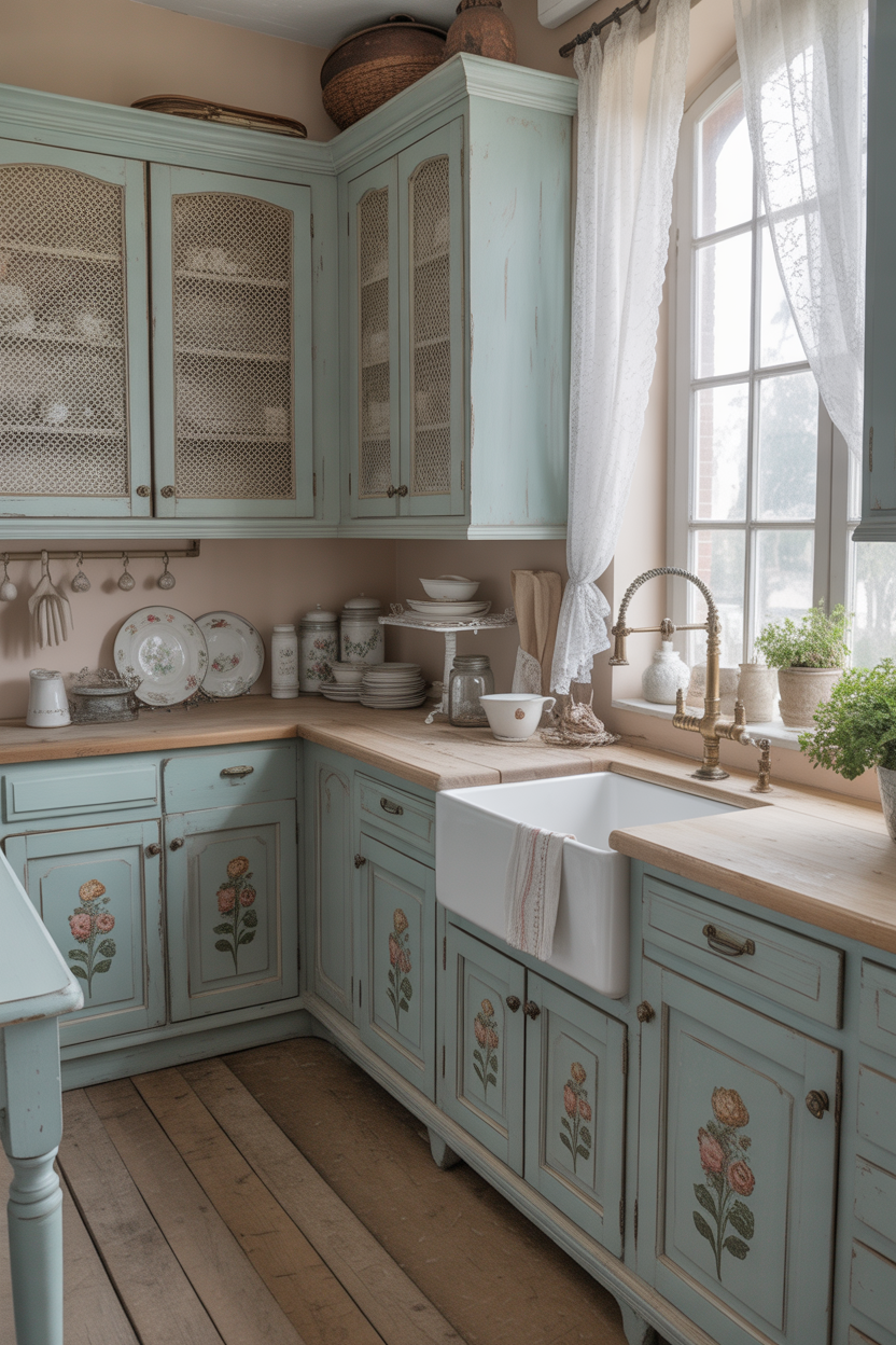 Shabby Chic Light Blue Kitchen