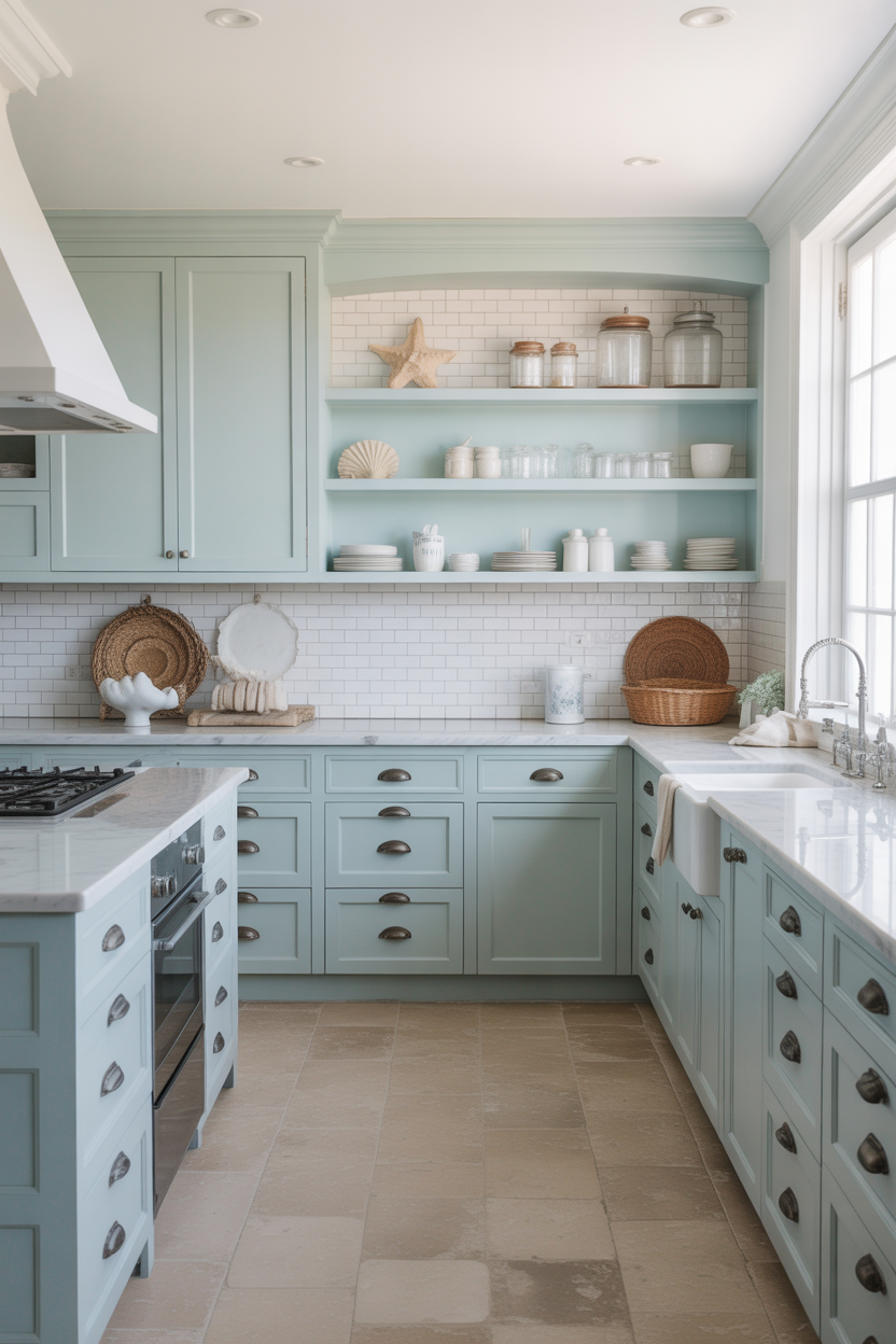 Coastal Blue and White Kitchen