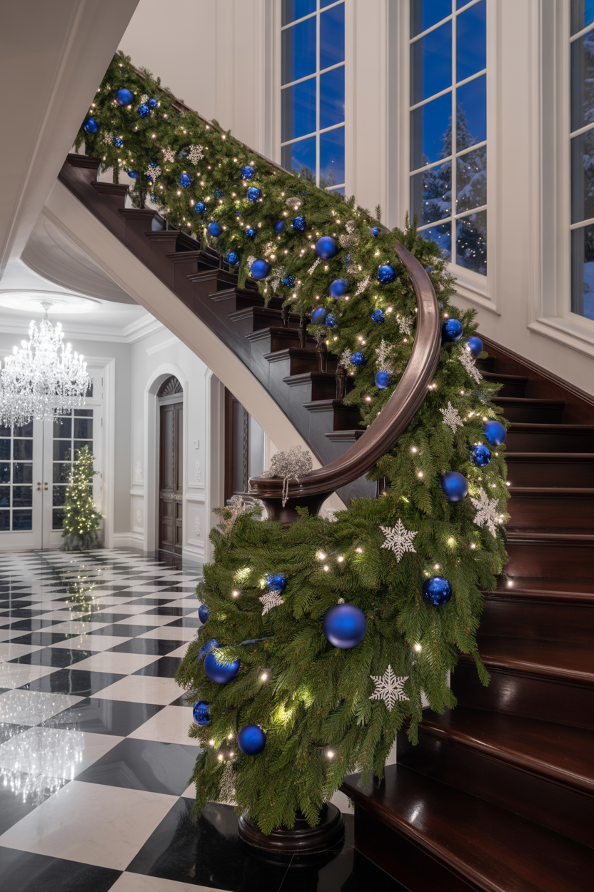 Silver and Sapphire Staircase Garland
