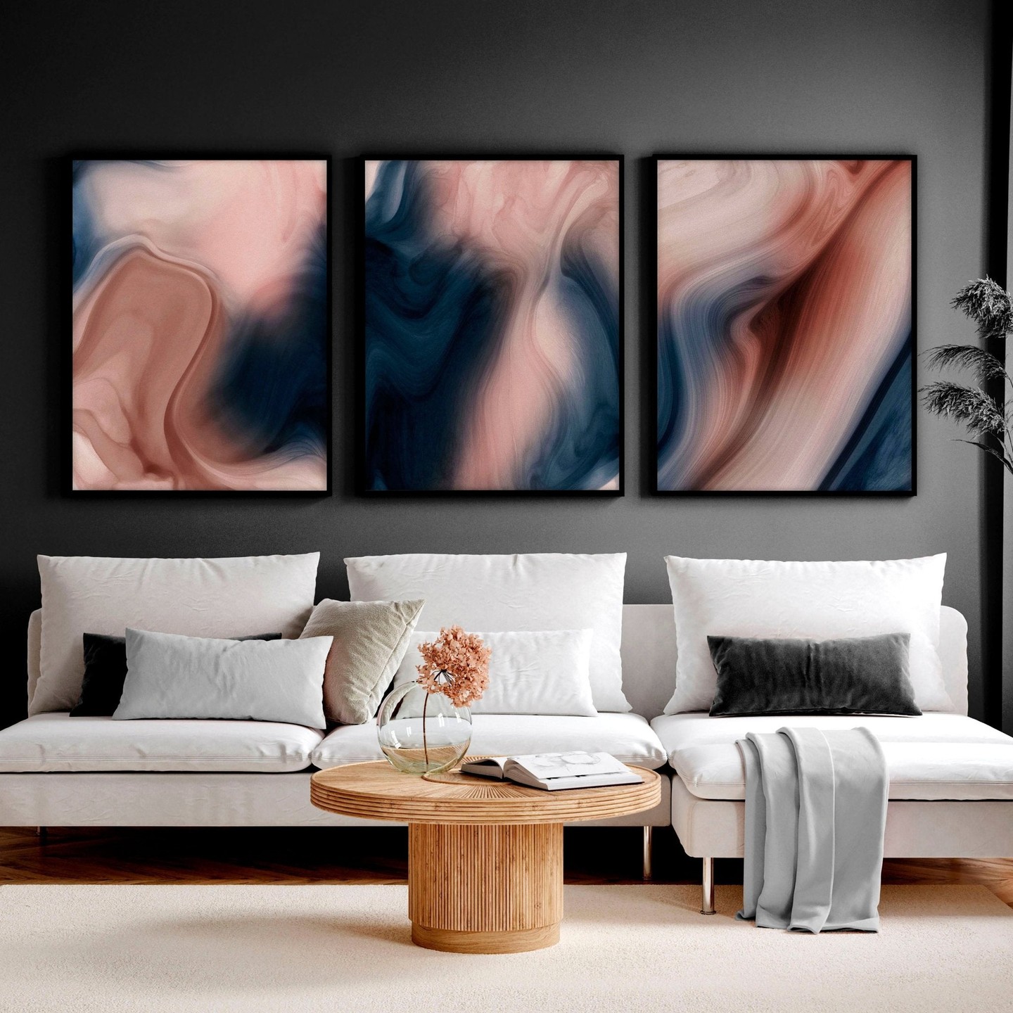 23. Indigo Waves and Golden Sands: a Coastal-inspired Wall Art Composition