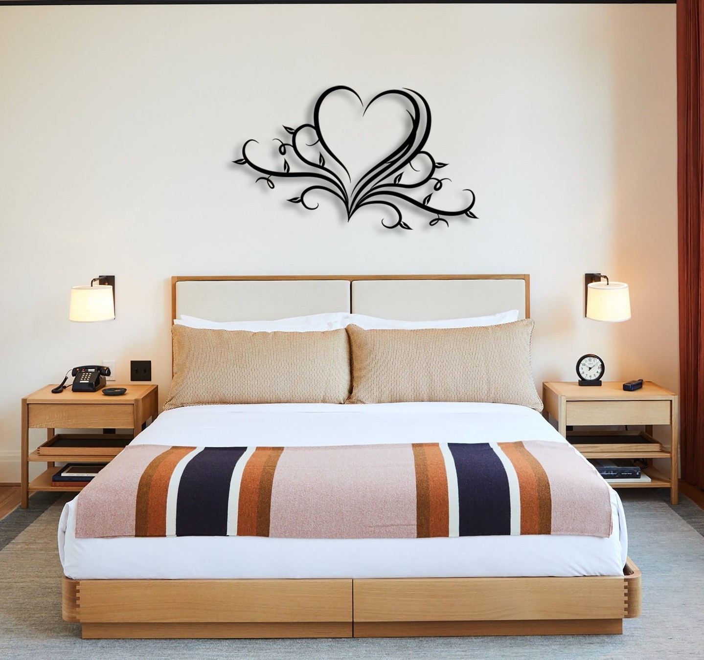 28. Indigo Eclipse: a Moonlit Wall Art Above a Minimalist Bed Frame