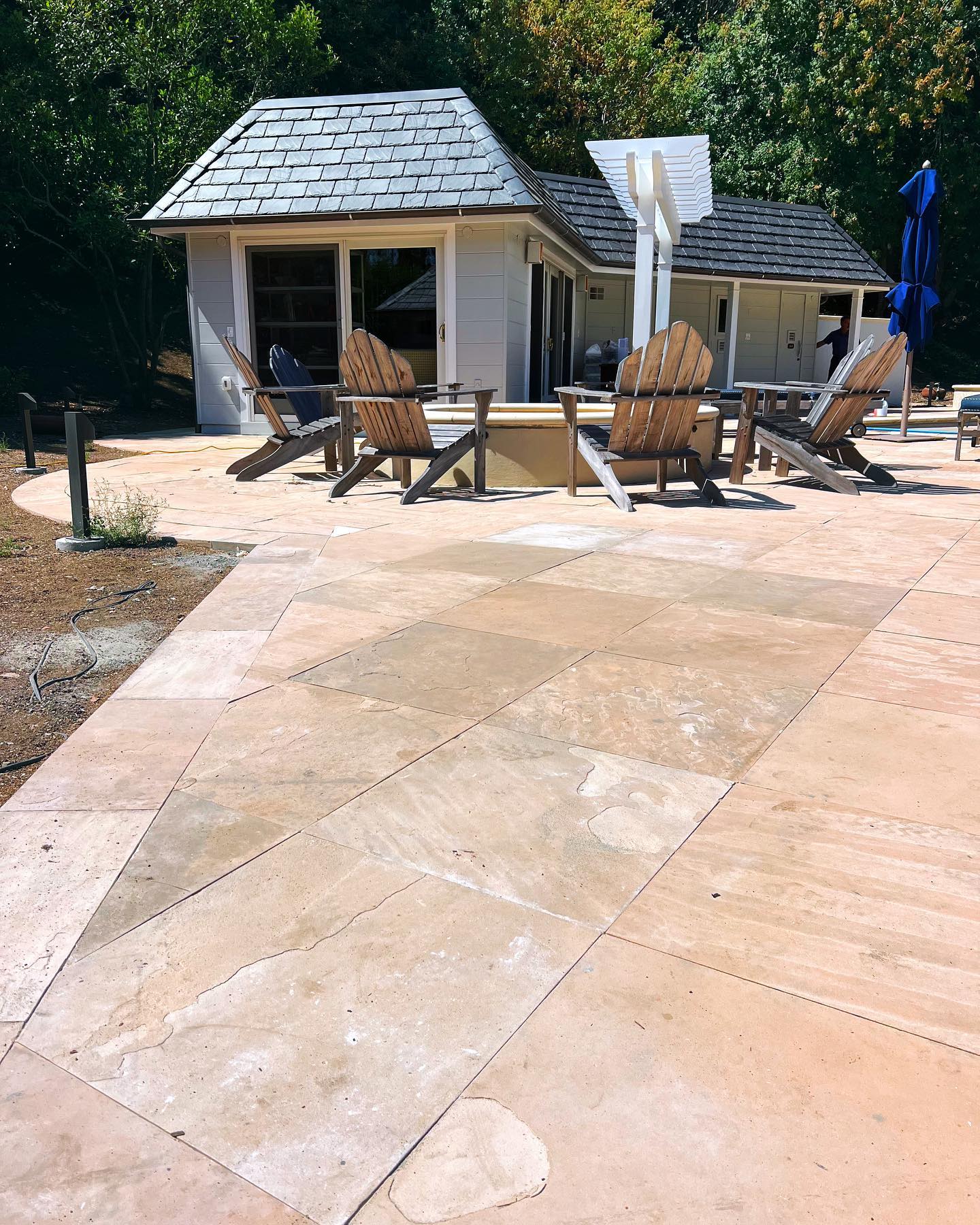 7. Flagstone Pathway with Circular Inset and River Rock Border