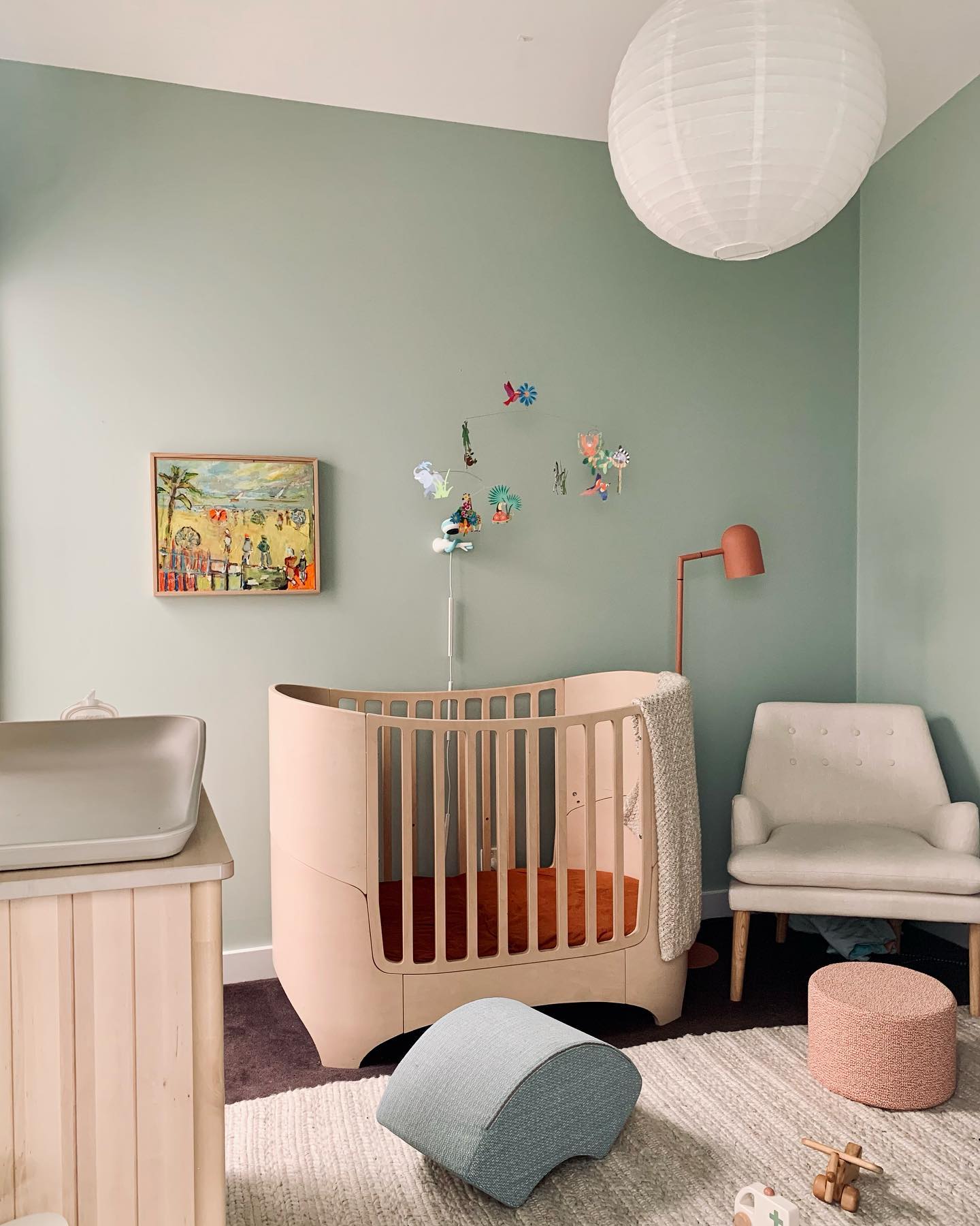 20. a Whisper Of Mint and Monochrome: the Crib with Polka Dot Shadows